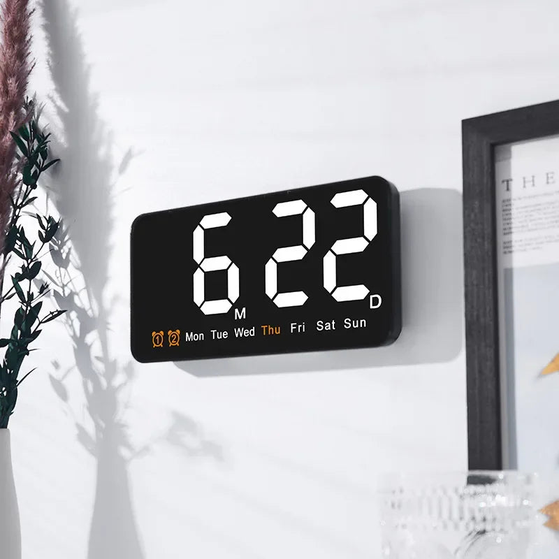 Horloge Murale Digitale  LED Grande Taille avec Double Alarme