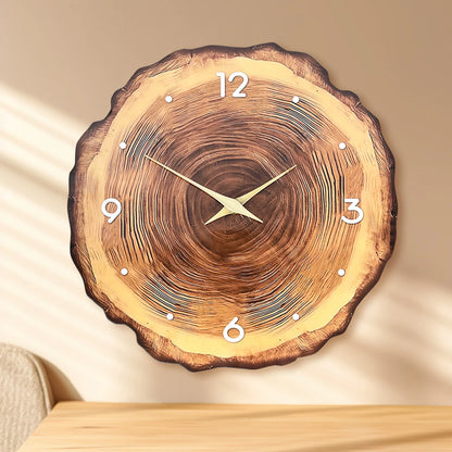 Horloge Murale Bois  Coupe Transversale Naturelle