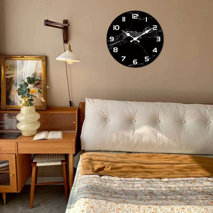 Horloge Murale Marbre Noir  Style Épuré