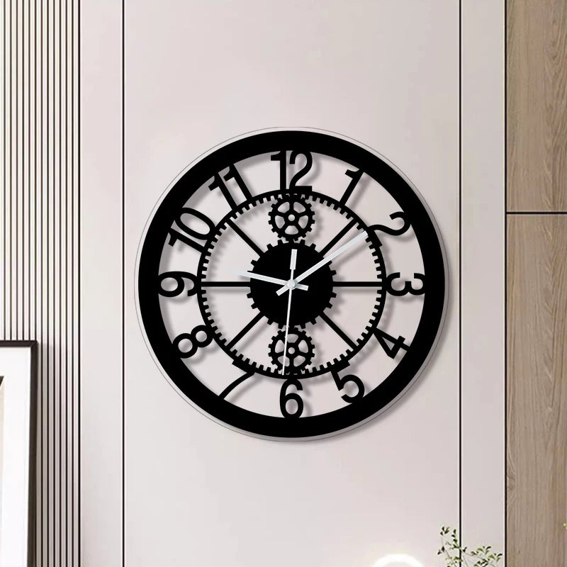 Horloge Murale DigitaleDesign Engrenage Rond Silencieux