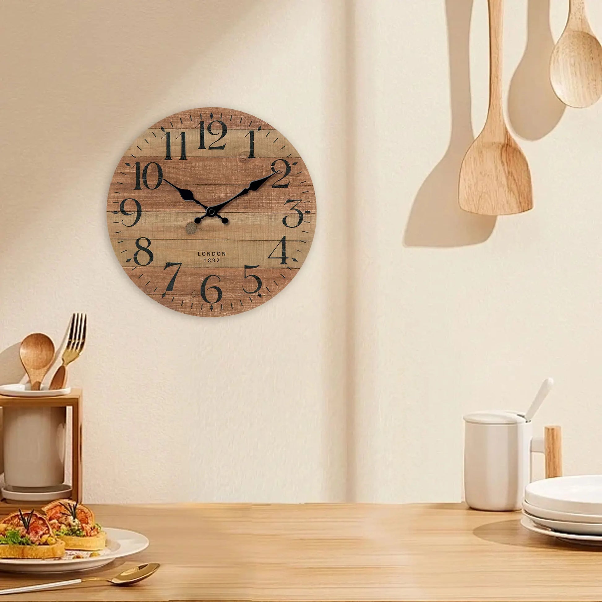 Horloge Murale Bois  Style Bois Recyclé
