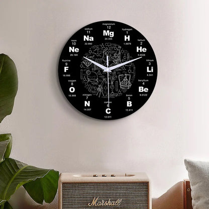 Horloge Murale SilencieuseDesign Périodique Élémentaire