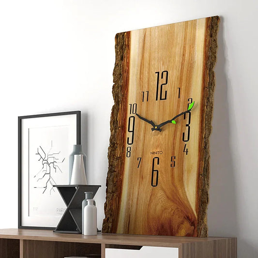 Horloge Murale Scandinave  Bûche de Bois
