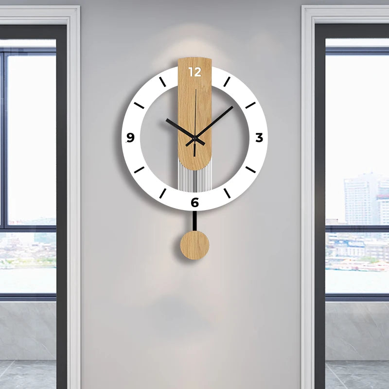 Horloge Murale Silencieuse  Acrylique Bois Blanc à Balancier