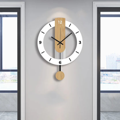 Horloge Murale Silencieuse  Acrylique Bois Blanc à Balancier