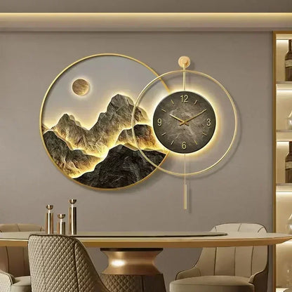 Horloge Décoration Murale  Paysage Montagnes