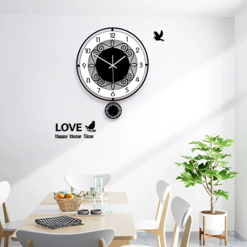 Horloge Murale Silencieuse  Noire et Blanche Minimaliste