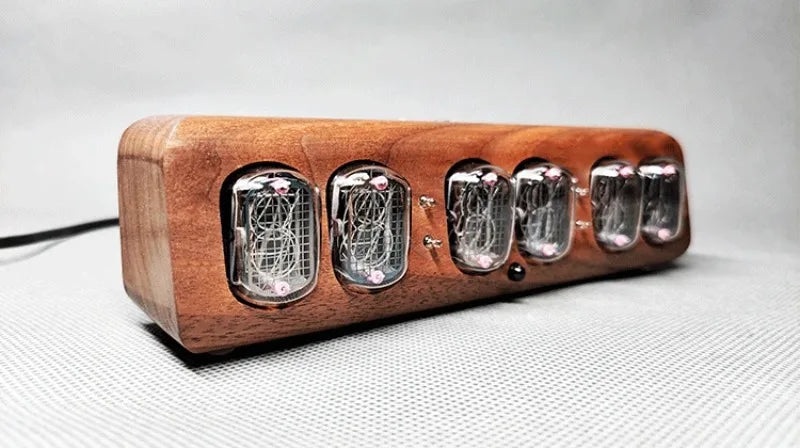 Horloge Nixie  Design Rétro à Tubes Ambre LED Moderne