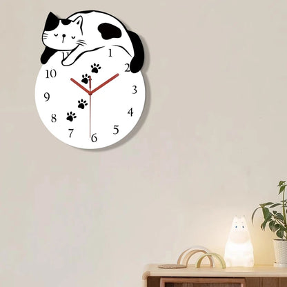 Horloge Murale Silencieuse  Chat Créatif Design Original et Mignon