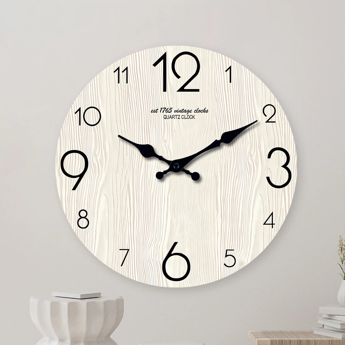 Horloge Murale Bois Grain Simple Élégant — vue 2