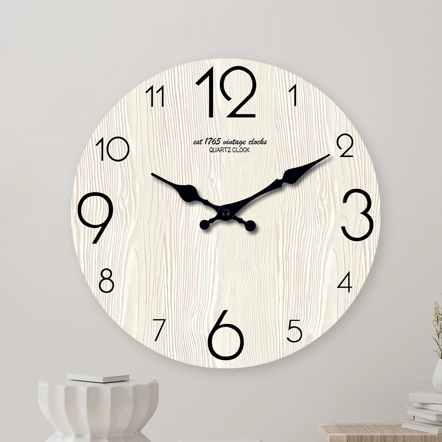 Horloge Murale Bois Grain Simple Élégant — vue 2