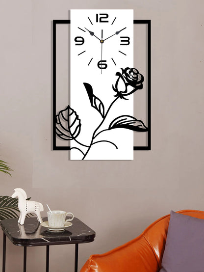 Horloge Murale SilencieuseStyle Art Moderne Motif Rose