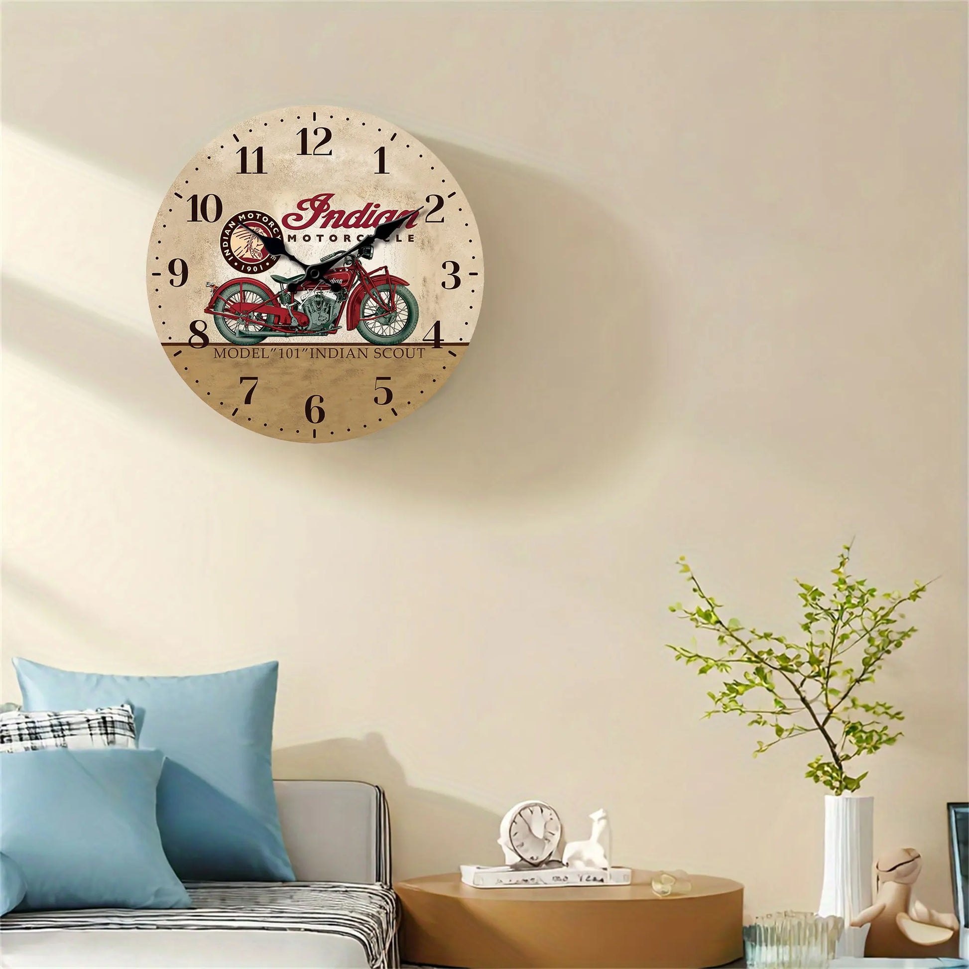 Horloge Murale Vintage – Moto Indienne