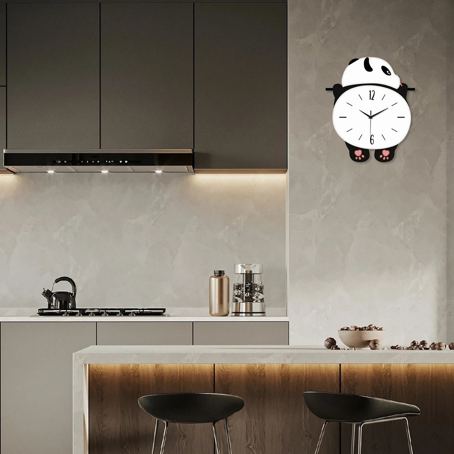 Horloge Pendule Murale Moderne  Panda Rigolo