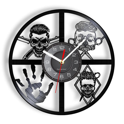 Horloge À Engrenage    Vinyle Design Style Barber Shop