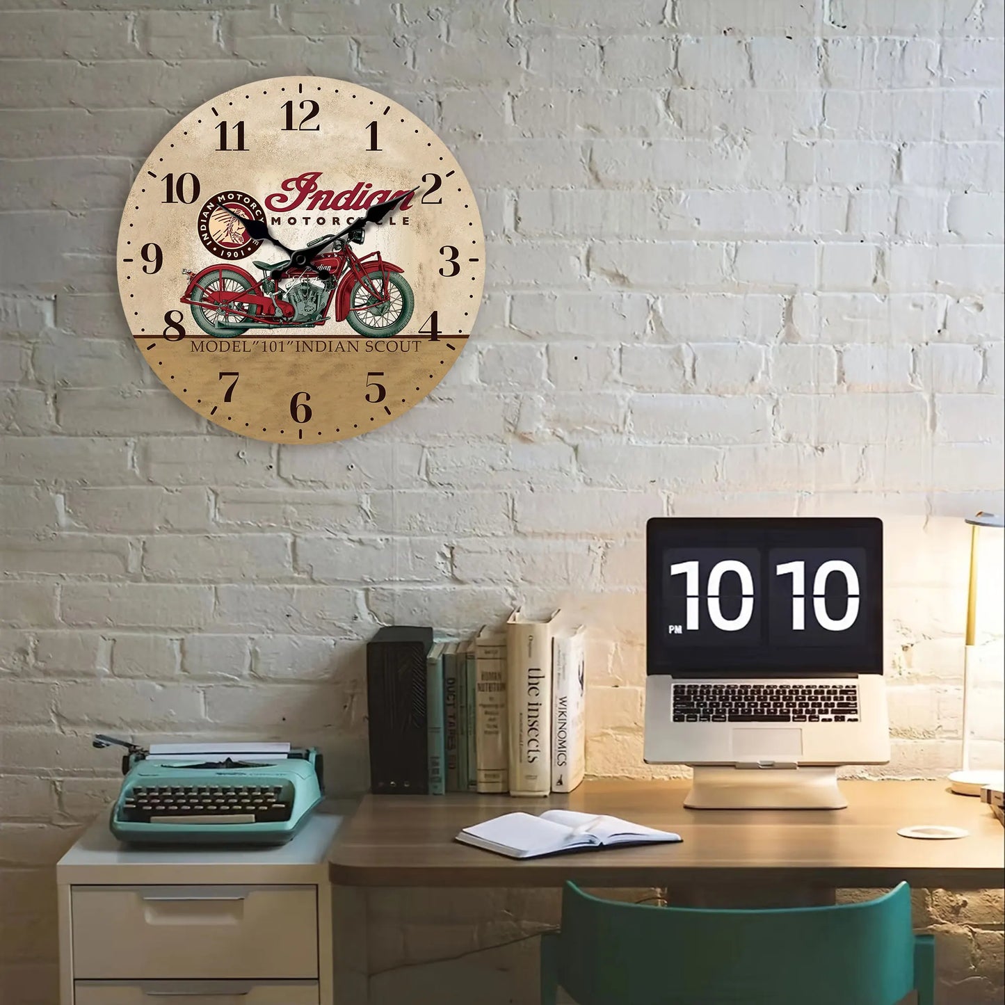 Horloge Murale Vintage – Moto Indienne