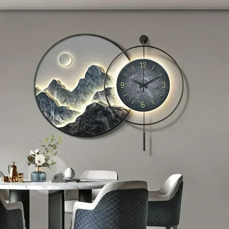 Horloge Décoration Murale  Paysage Montagnes