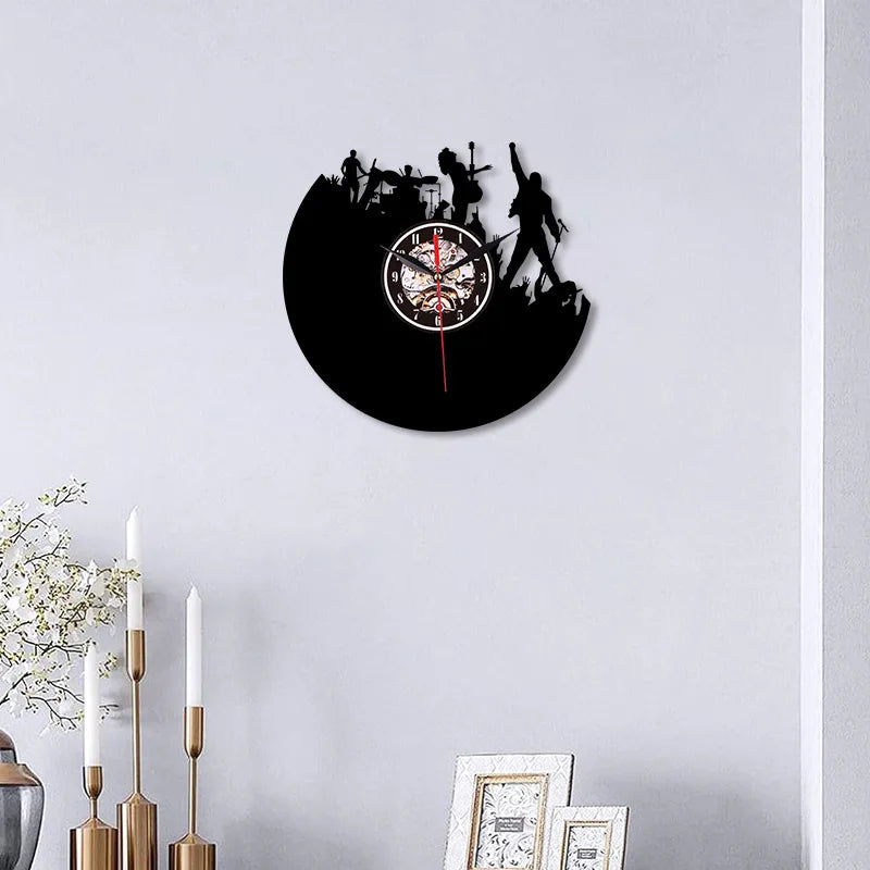 Horloge murale vinyles rock band - photo principale fond blanc