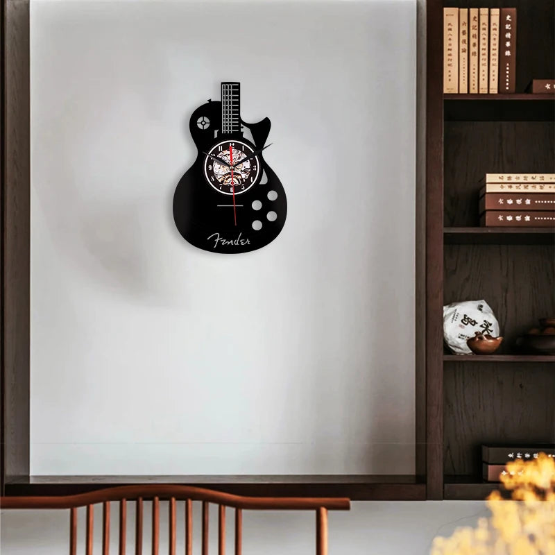 Horloge Murale OriginaleVinyle Forme Guitare