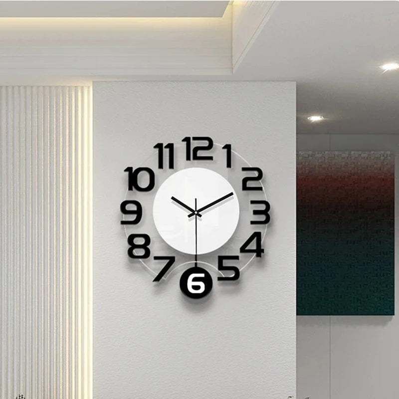 Horloge Murale Silencieuse Pendule Moderne en Bois Blanc