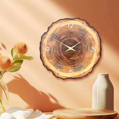 Horloge Murale Bois  Coupe Transversale Naturelle