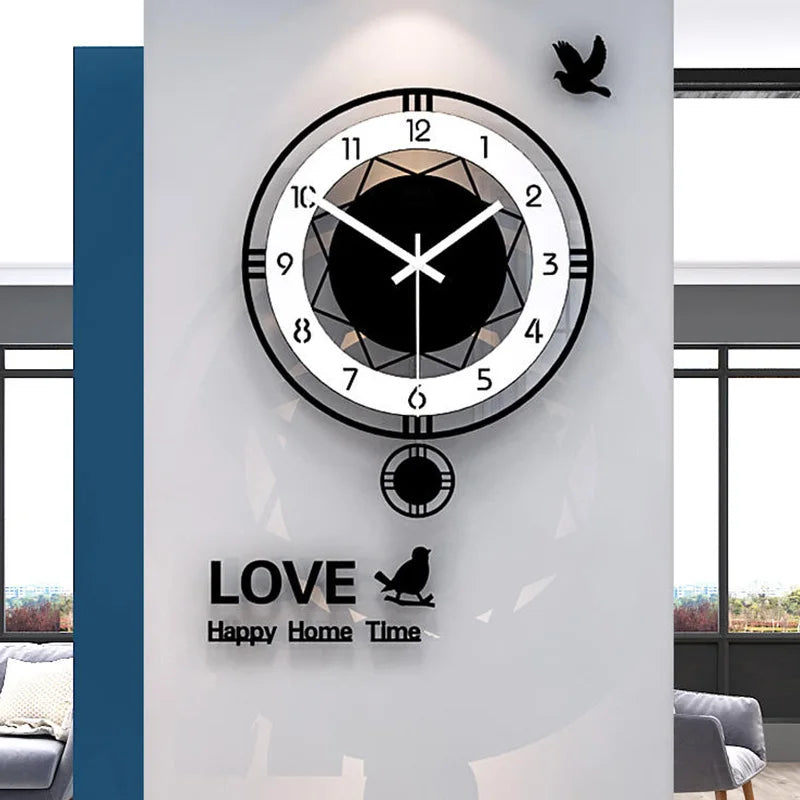 Horloge Murale SilencieuseStyle Minimaliste Pivotant Circulaire