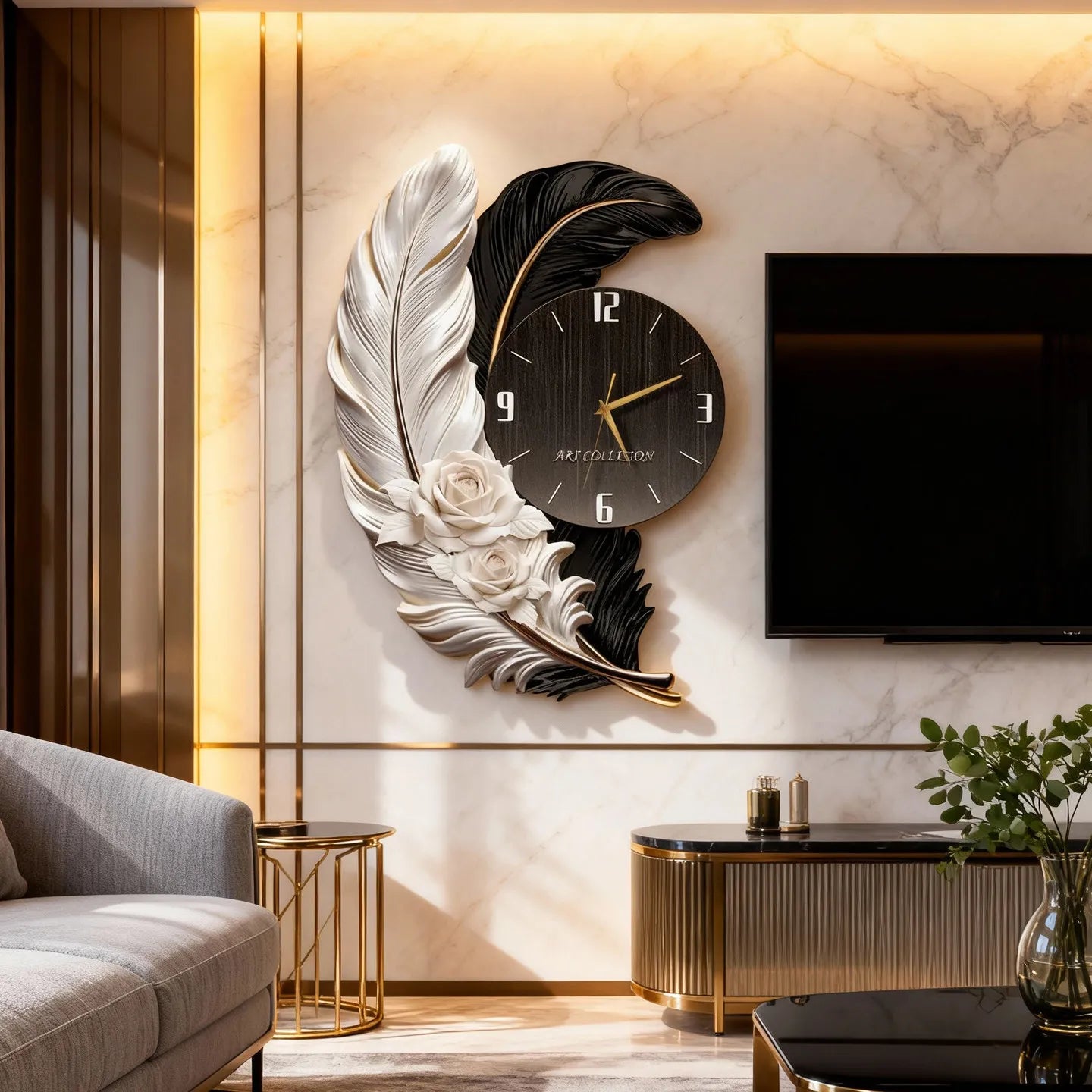 Horloge Murale Design Plume