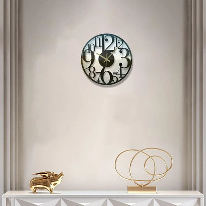 Horloge Murale SilencieuseVerre Rond Décoratif