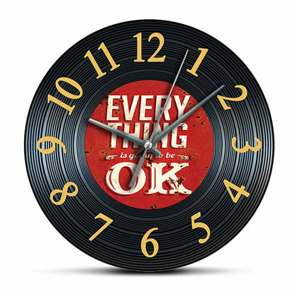 Horloge Murale Rétro  Vinyle Noir