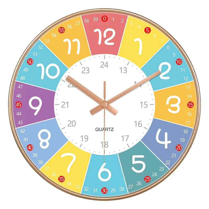 Horloge Murale Silencieuse  Éducation Enfant Non Ticking