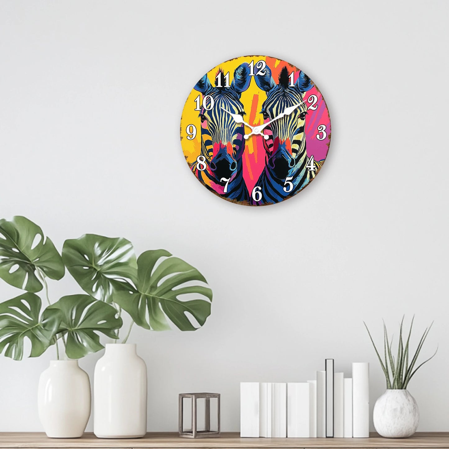 Horloge Murale Moderne  Zèbres Pop Art Coloré