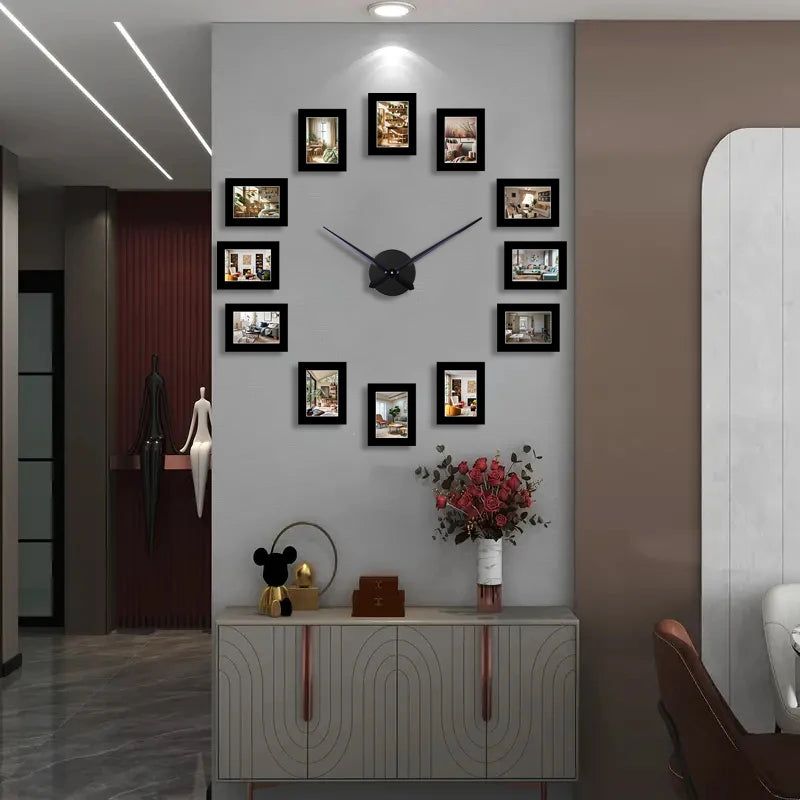 Horloge Murale DesignCadre Photo Noir DIY Style Album Original