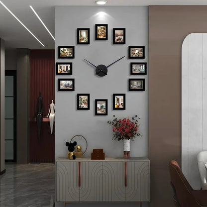 Horloge Murale DesignCadre Photo Noir DIY Style Album Original
