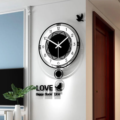 Horloge Murale SilencieuseStyle Minimaliste Pivotant Circulaire