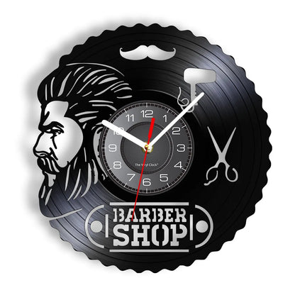 Horloge À Engrenage    Vinyle Design Style Barber Shop