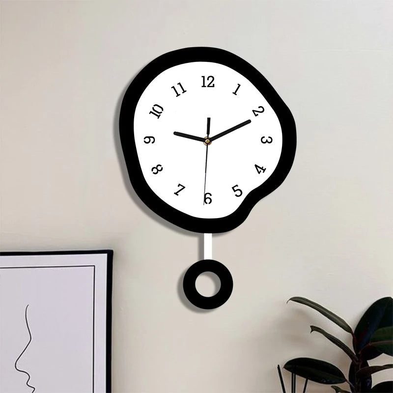 Horloge Murale Silencieuse  Design Elliptique Créatif avec Pendule
