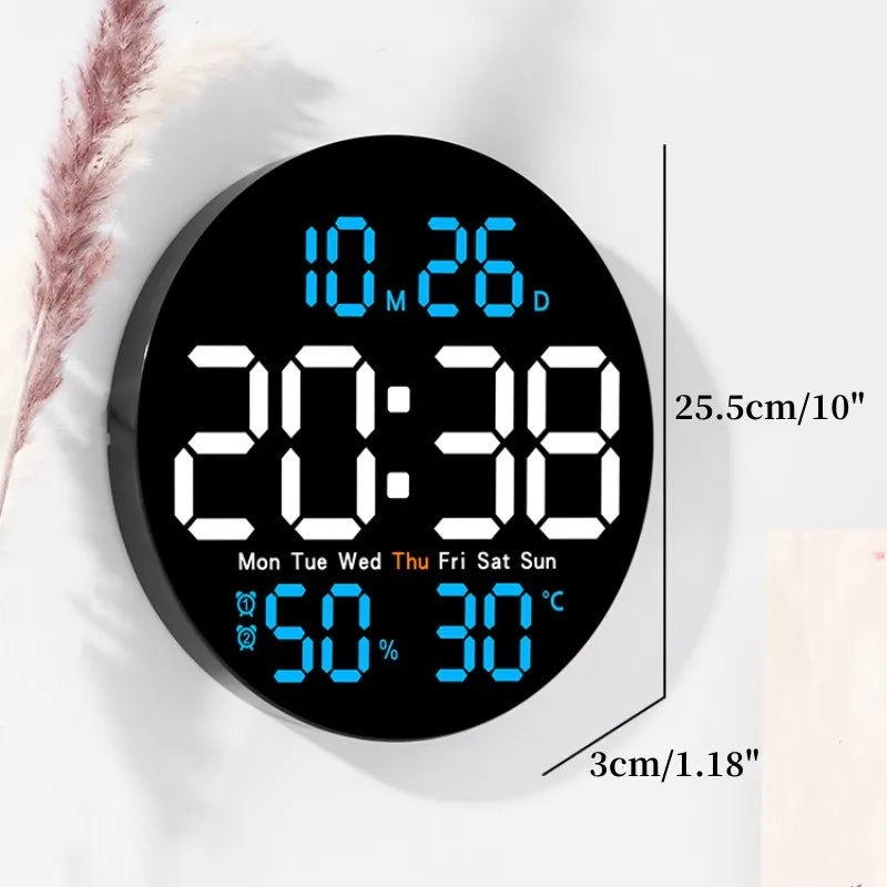 Horloge Murale DigitaleLED 10  Avec Température et Humidité