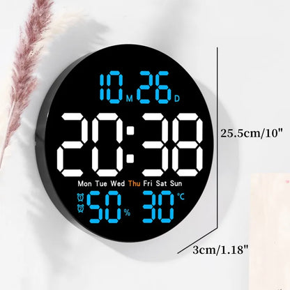 Horloge Murale DigitaleLED 10  Avec Température et Humidité