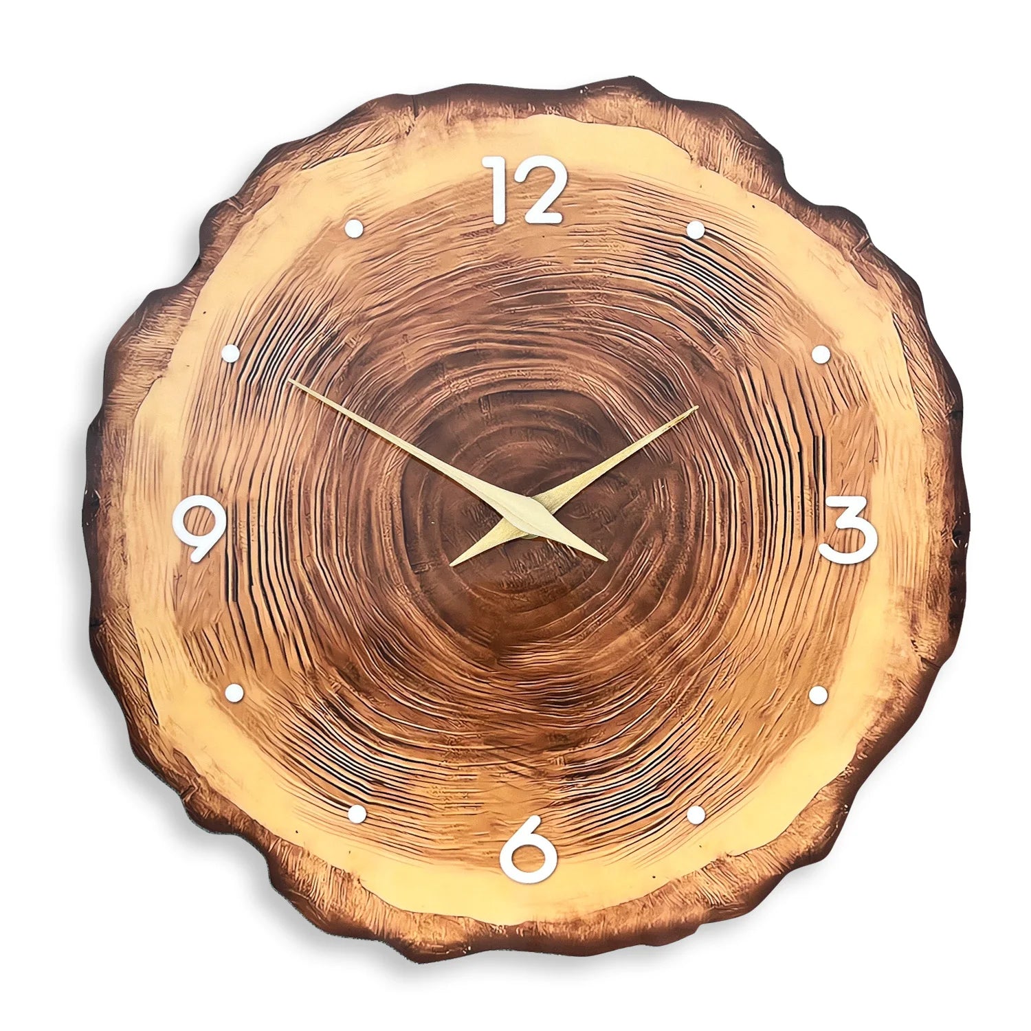 Horloge Murale Bois  Coupe Transversale Naturelle