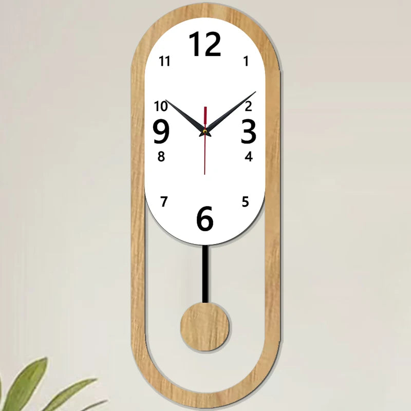 Horloge Murale SilencieuseDesign Ovale Moderne
