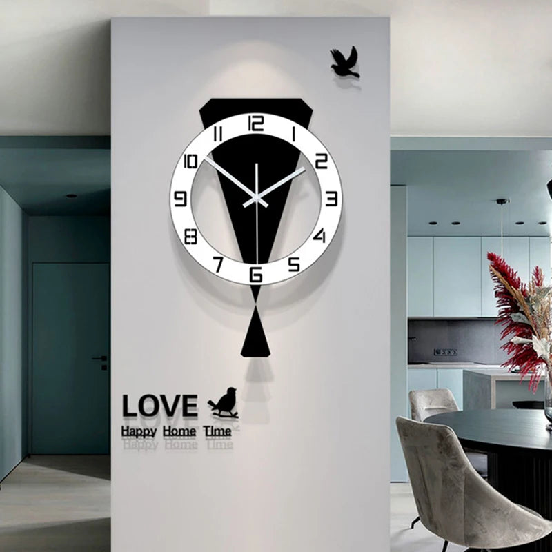 Horloge Murale SilencieuseDesign Moderne En Métal Noir