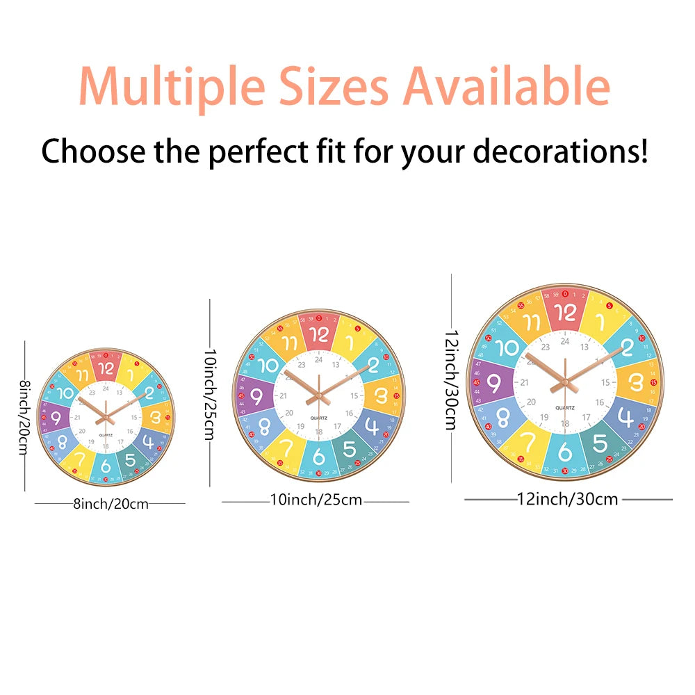 Horloge Murale Silencieuse  Éducation Enfant Non Ticking