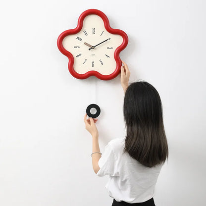 Horloge Pendule Murale Moderne  Forme de Fleur