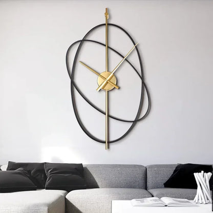 Horloge Murale IndustrielleOvale Métal Design Moderne Silencieuse