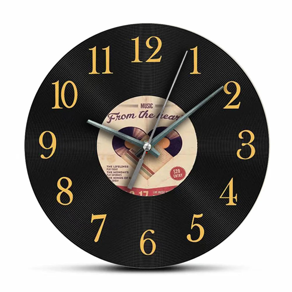 Horloge Murale Rétro  Vinyle Noir