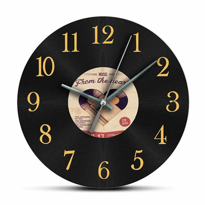 Horloge Murale Rétro  Vinyle Noir