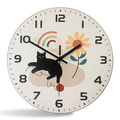 Horloge Chat Noir  Style Japonais