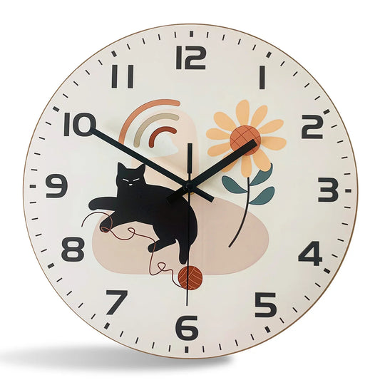 Horloge Chat Noir  Style Japonais