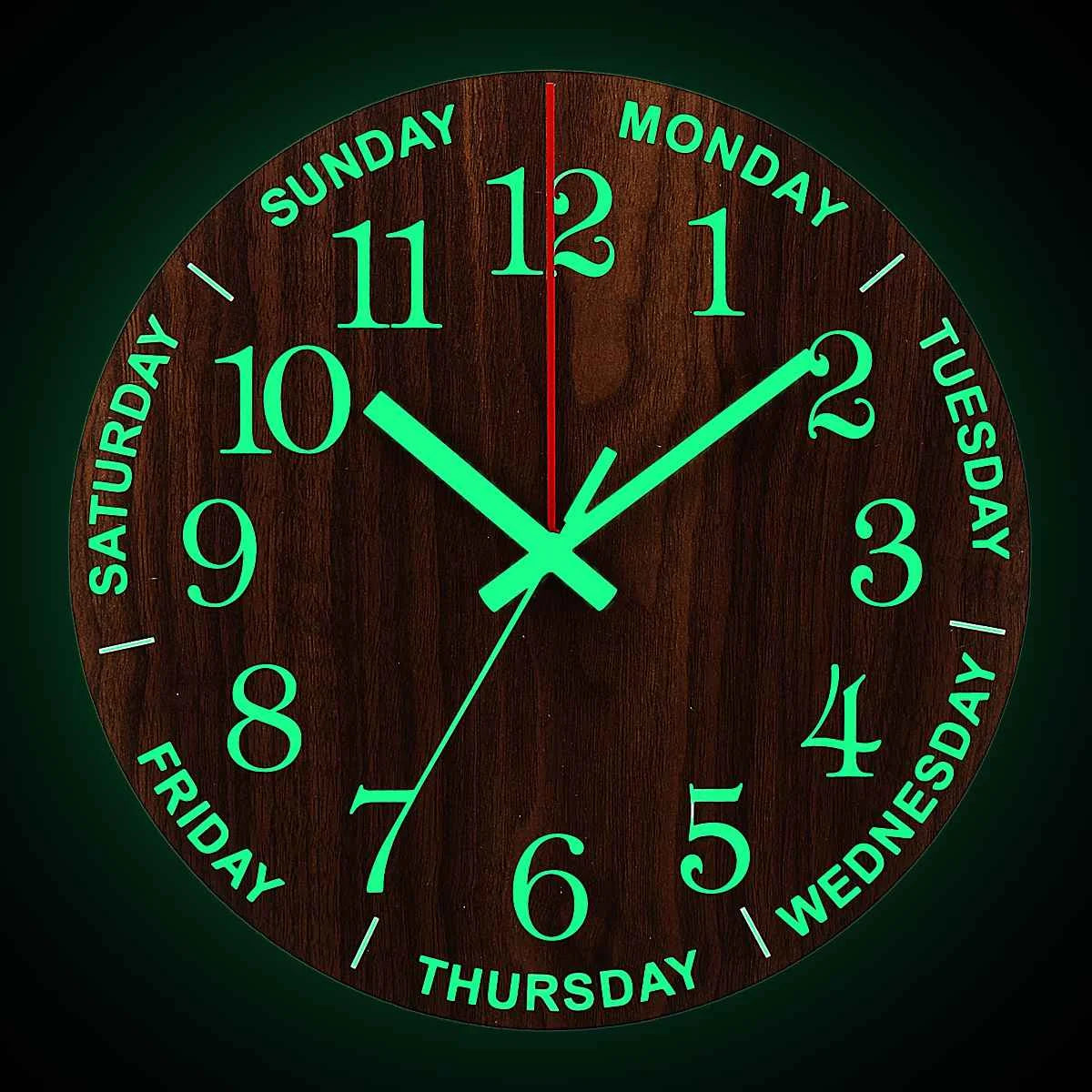 Horloge Sans Tic Tac Lumineuse Bois Style Nordique
