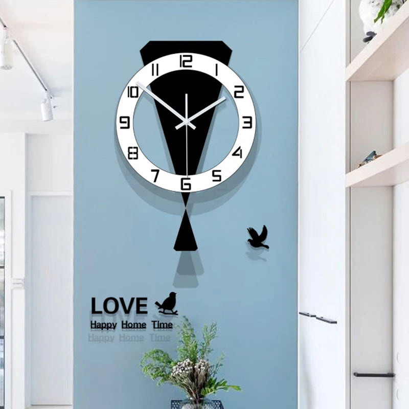 Horloge Murale SilencieuseDesign Moderne En Métal Noir